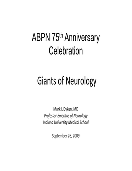 Past ABPN Giants in Neurology