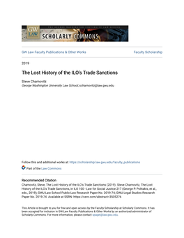 The Lost History of the ILO's Trade Sanctions, in ILO 100 - Law for Social Justice 217 (George P