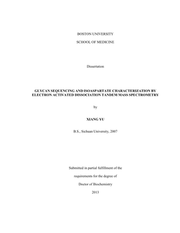 BOSTON UNIVERSITY SCHOOL of MEDICINE Dissertation GLYCAN