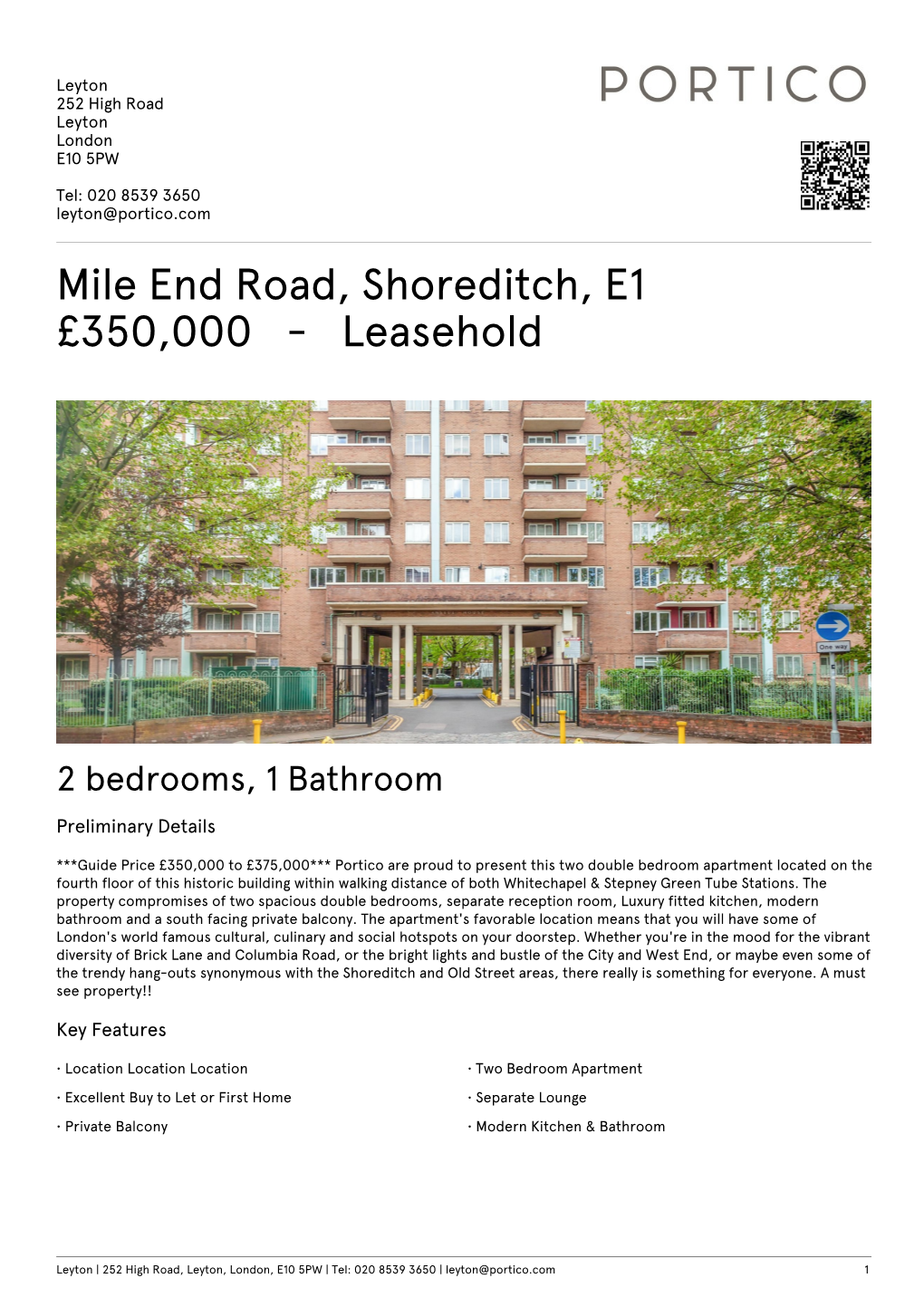 Mile End Road, Shoreditch, E1 £350000