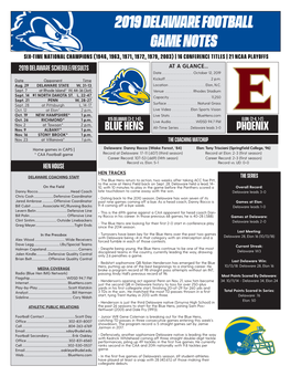 2019 Delaware Football Game Notes