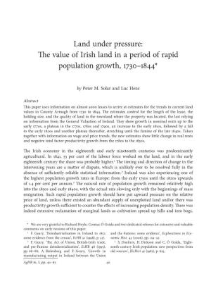 Land Under Pressure: the Value of Irish Land in a Period of Rapid Population Growth, 1730–1844*