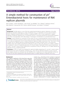 A Simple Method for Construction of Pir Enterobacterial Hosts For