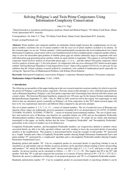 Solving Polignac's and Twin Prime Conjectures Using