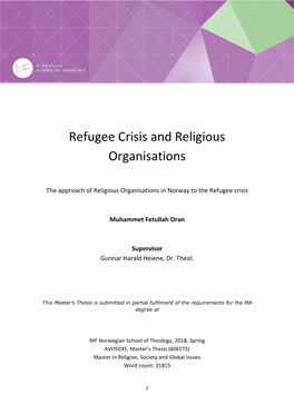 Refugee Crisis and Religious Organisations