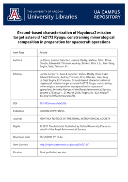 Ground-Based Characterization of Hayabusa2 Mission Target Asteroid 162173 Ryugu: Constraining Mineralogical Composition in Preparation for Spacecraft Operations