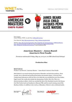 FINAL Production Bios American Masters James Beard