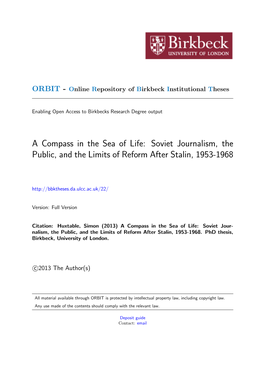Soviet Journalism, the Public, and the Limits of Reform After Stalin, 1953-1968