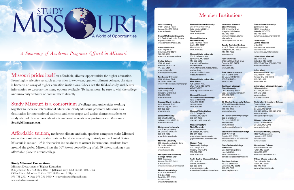 Study Missouri Member Institutions Brochure 2015