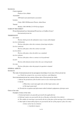 International Private Law Lecture Notes