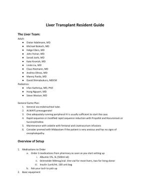 Liver Transplant Resident Guide