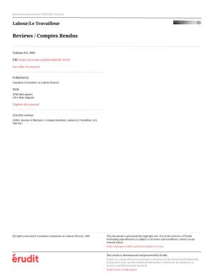 Reviews / Comptes Rendus