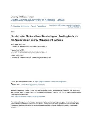 Non-Intrusive Electrical Load Monitoring and Profiling Methods for Applications in Energy Management Systems
