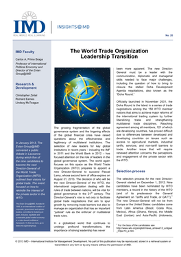 The World Trade Organization Leadership Transition Carlos A