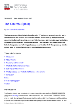 The Church (Spain) | International Encyclopedia of the First World War