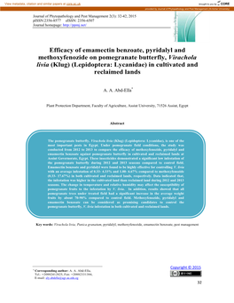 Efficacy of Emamectin Benzoate, Pyridalyl And