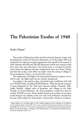 The Palestinian Exodus of 1948