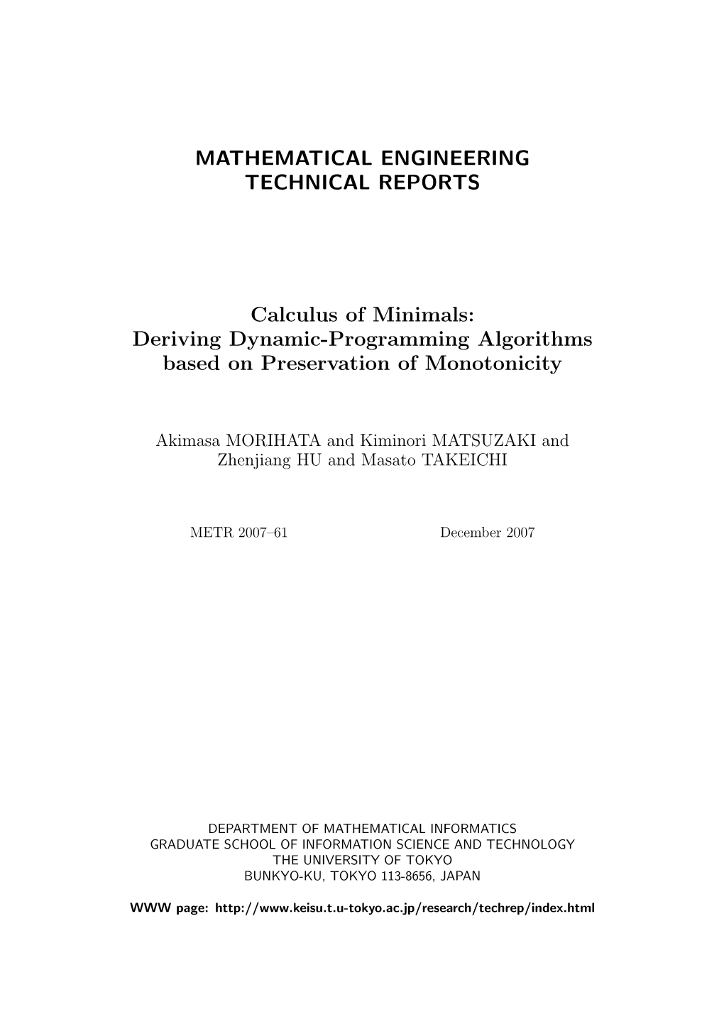 Deriving Dynamic-Programming Algorithms Based on Preservation of Monotonicity