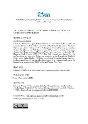 The Open Journal for the Study of Culture (ISSN 2366-4142)