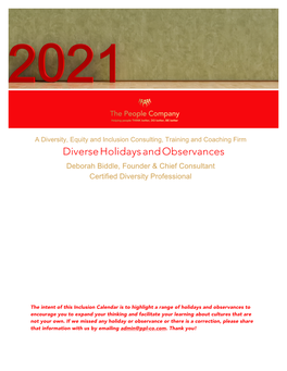 2021 Diversity Calendar & Observances