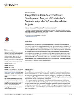 Inequalities in Open Source Software Development: Analysis of Contributor’S Commits in Apache Software Foundation Projects