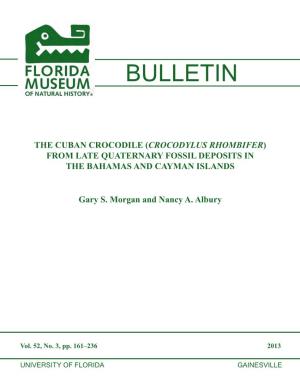 The Cuban Crocodile (Crocodylus Rhombifer) from Late Quaternary Fossil Deposits in the Bahamas and Cayman Islands