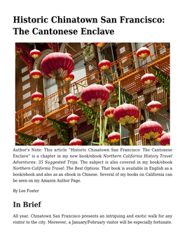 Historic Chinatown San Francisco: the Cantonese Enclave