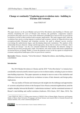 Exploring Post-Revolution State - Building in Ukraine and Armenia