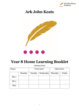 Ark John Keats Year 8 Home Learning Booklet