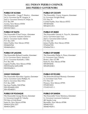 All Indian Pueblo Council 2013 Pueblo Governors