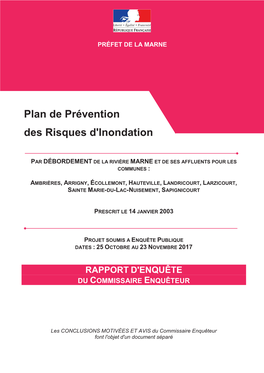 Plan De Prévention Des Risques D'inondation (P.P.R.I.) Des Autres Secteurs Ü Les Préliminaires Du P.P.R.I