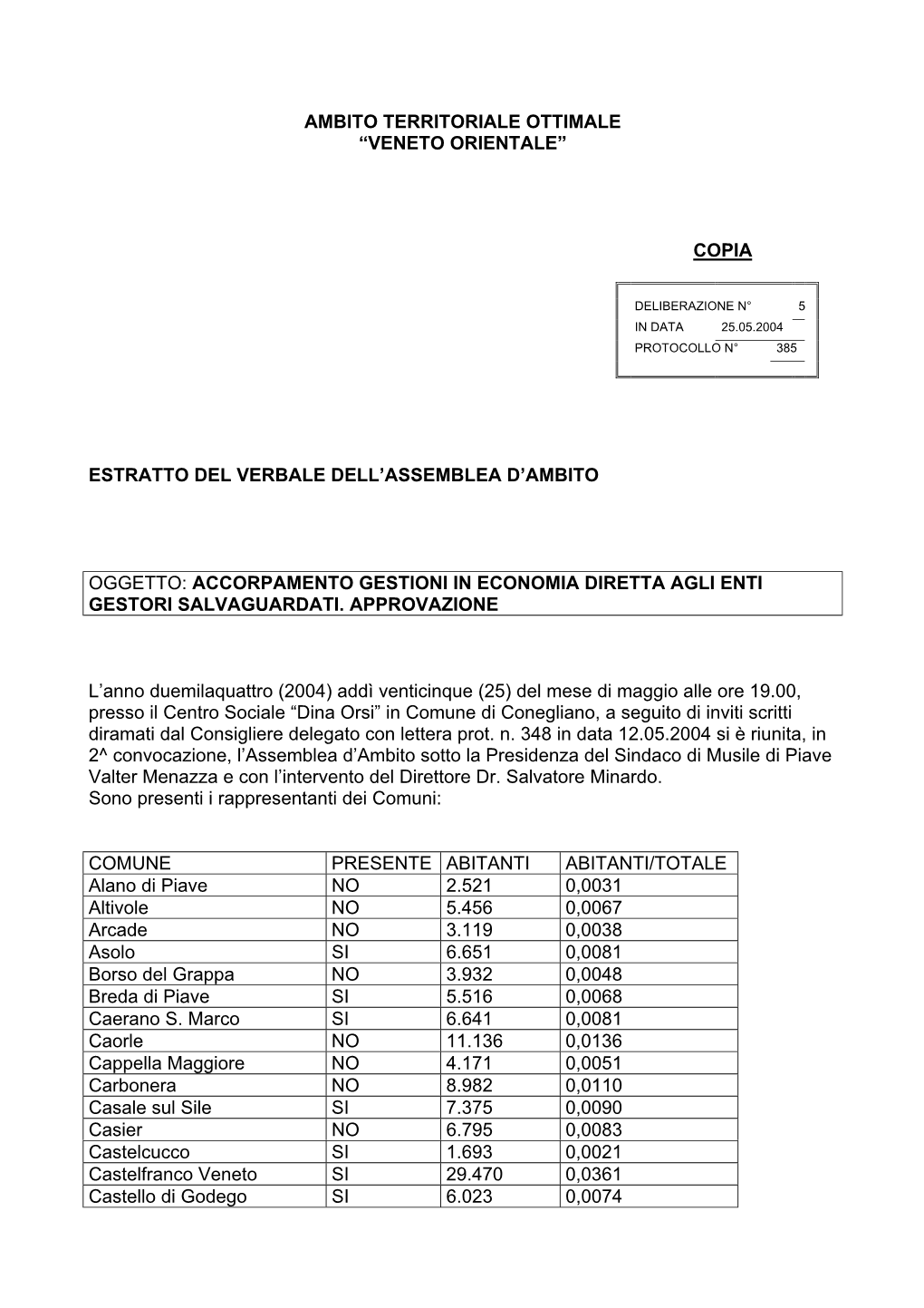 Ambito Territoriale Ottimale “Veneto Orientale” Copia