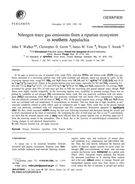 Nitrogen Trace Gas Emissions from a Riparian Ecosystem in Sot&Em