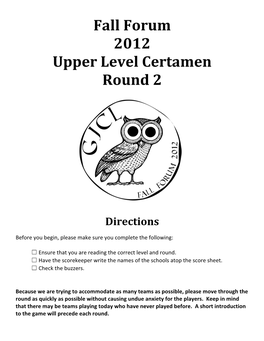 Fall Forum Certamen Upper Level Round 2