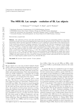 The HRX-BL Lac Sample-Evolution of BL Lac Objects