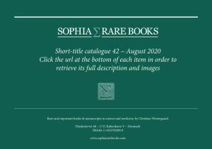 Short-Title Catalogue 42 ~ August 2020 Click the Url at the Bottom of Each Item in Order to Retrieve Its Full Description and Images