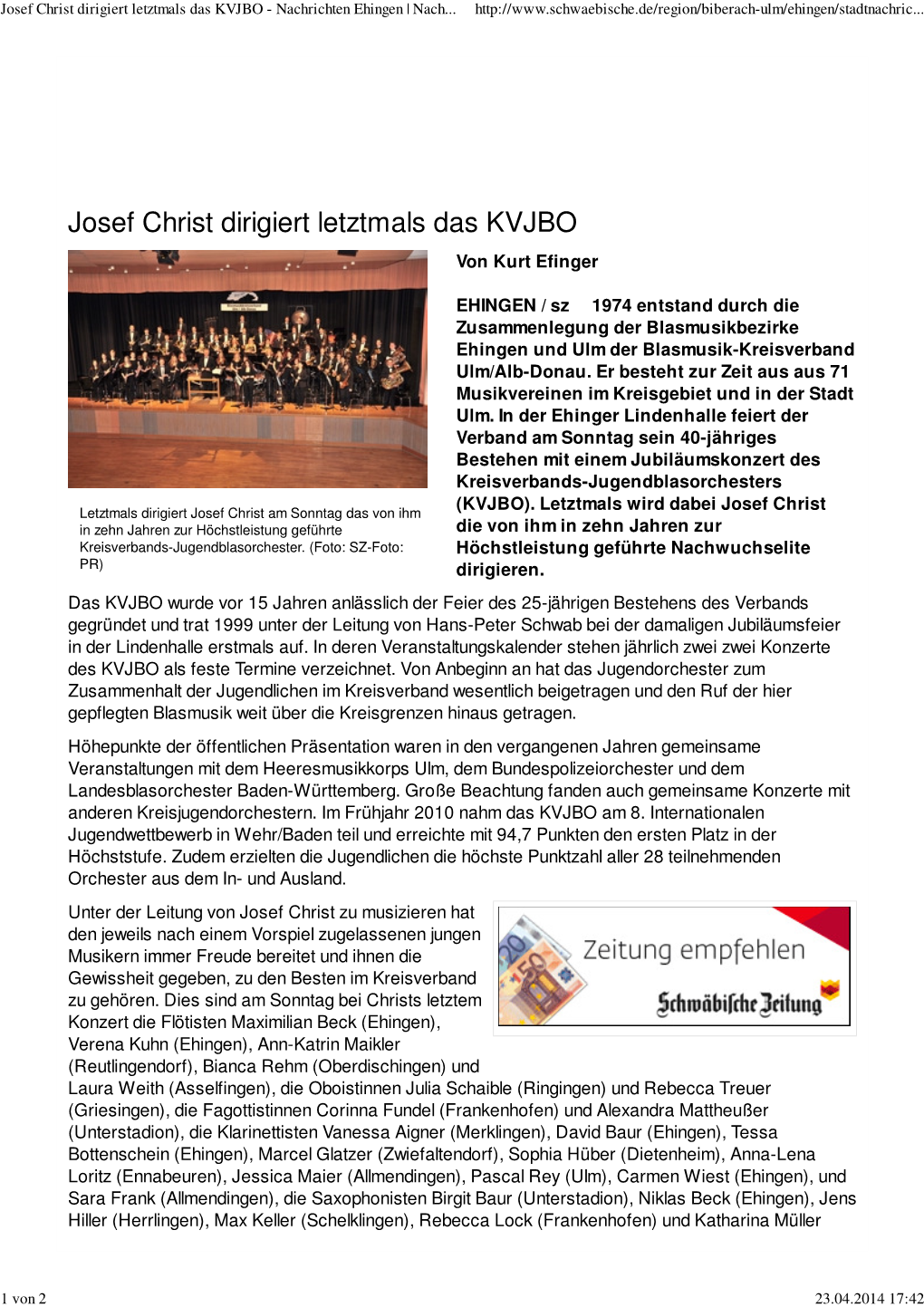 Nr. 01 Josef Christ Dirigiert Letztmals Das KVJBO