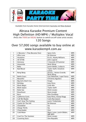 Multiplex Vocal 120 Songs Over 57000 Songs Available to Buy Online A