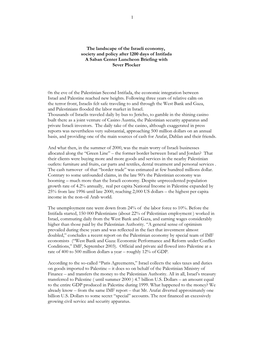 The Landscape of the Israeli Economy, Society and Policy After 1200 Days of Intifada a Saban Center Luncheon Briefing with Sever Plocker