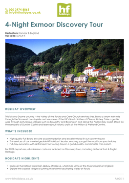 4-Night Exmoor Discovery Tour