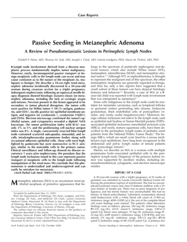 Passive Seeding in Metanephric Adenoma a Review of Pseudometastatic Lesions in Perinephric Lymph Nodes