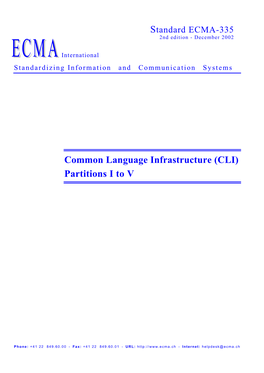 Common Language Infrastructure (CLI) Partitions I to V