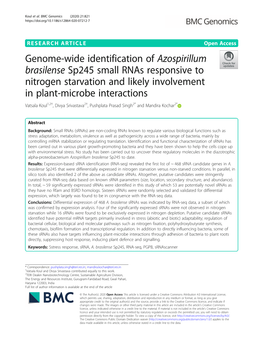 Genome-Wide Identification of Azospirillum Brasilense Sp245