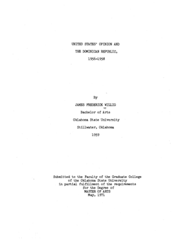 United States' Opinion and the Dominican Republic, 1956-1958