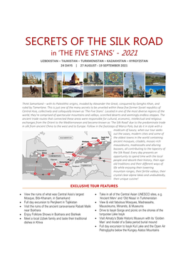 SECRETS of the SILK ROAD in ‘THE FIVE STANS’ - 2021