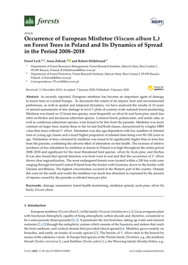 Occurrence of European Mistletoe (Viscum Album L.) on Forest Trees in Poland and Its Dynamics of Spread in the Period 2008–2018