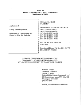 Counsel for Liberty Media Corporation TABLE of CONTENTS
