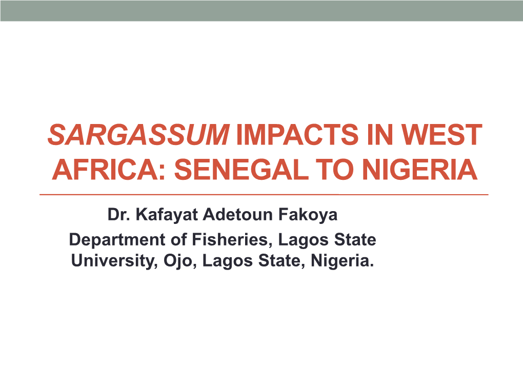 Sargassum Impacts in West Africa: Senegal to Nigeria