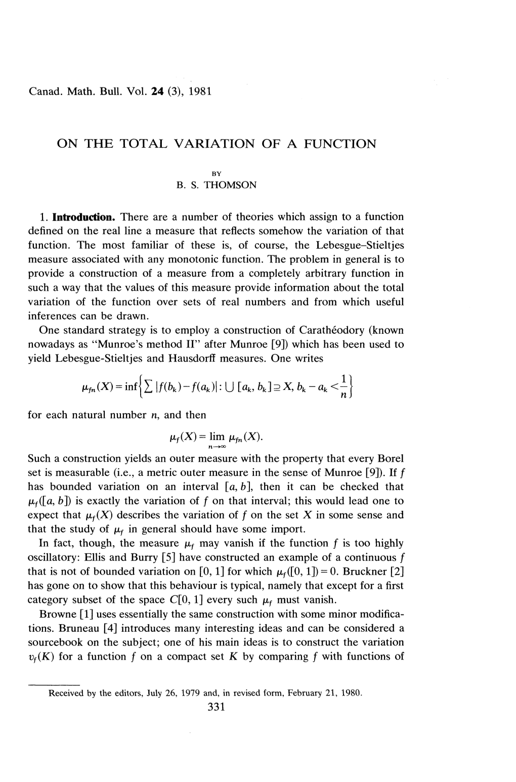 On the Total Variation of a Function