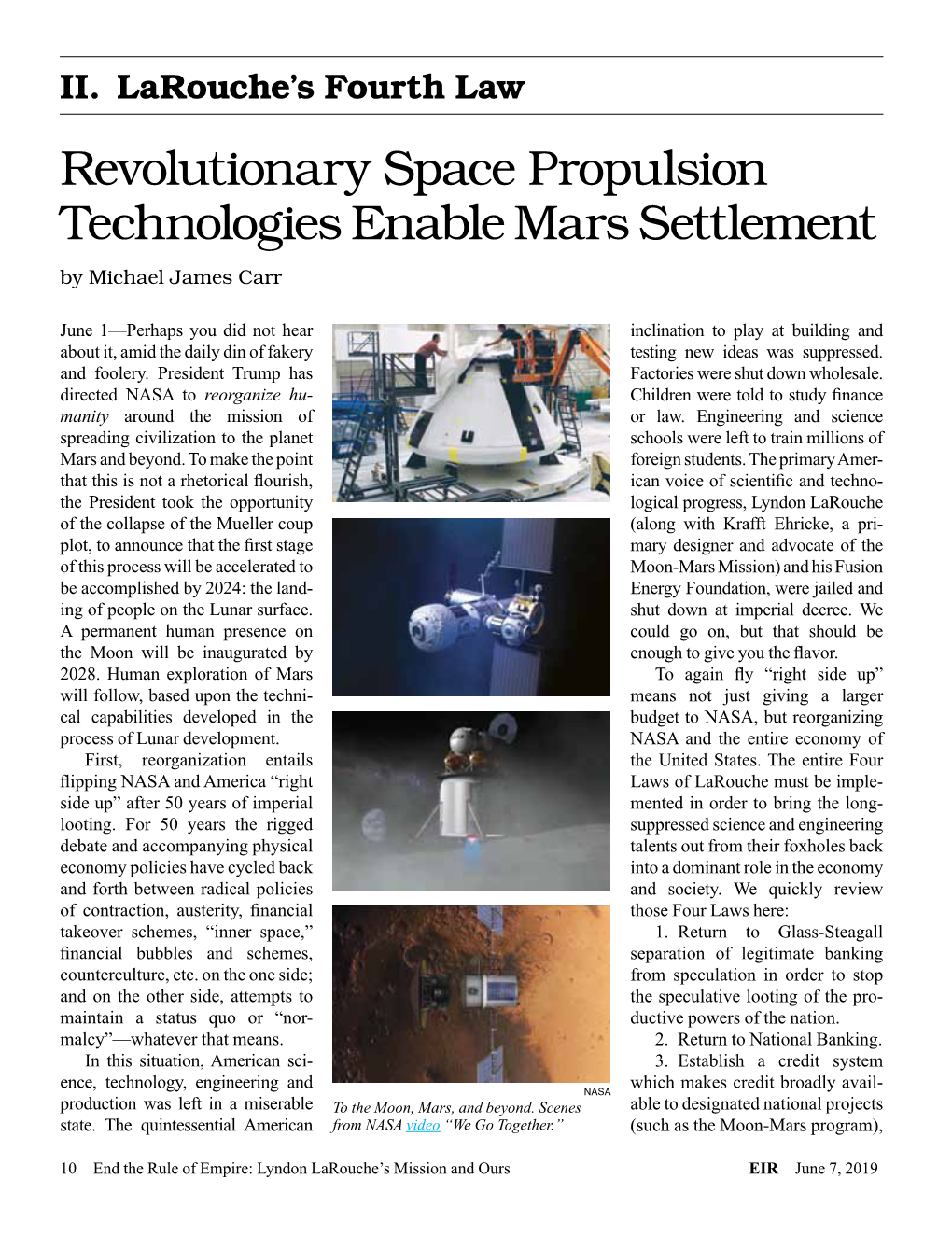 Revolutionary Space Propulsion Technologies Enable Mars Settlement by Michael James Carr